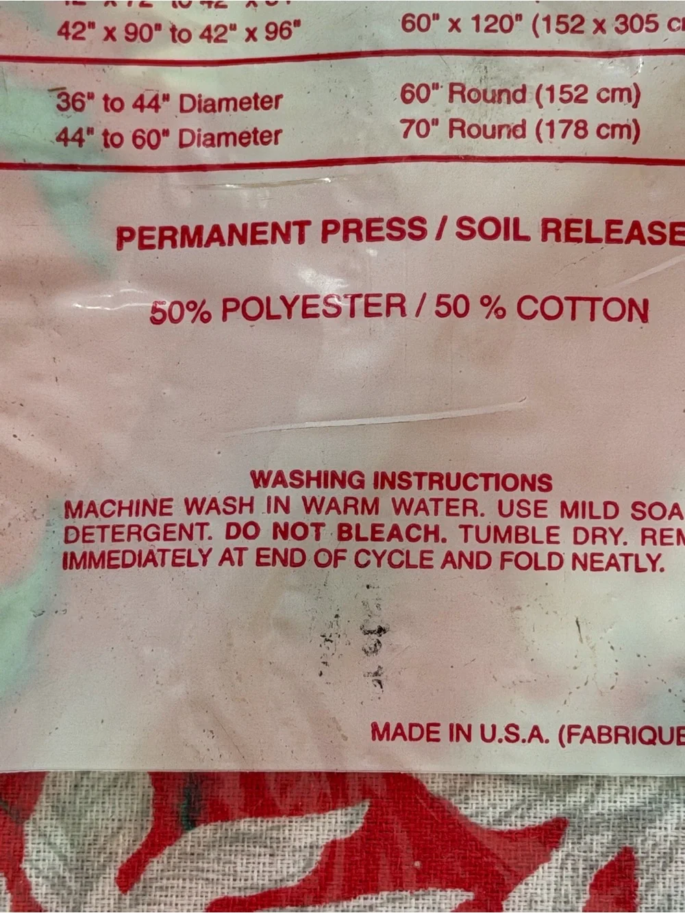 🆕Vintage 1990s Color Tone poinsettia red Christmas tablecloth 52”x52” NOS cotton
